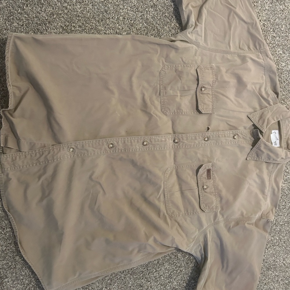 Carhartt Tan Lightweight Shirt Jacket Versatile Cotton Blend